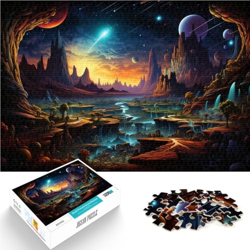 1000-teiliges Puzzle für Erwachsene Fantasielandschaft Quizspiel 50 x 75 cm mit passendem Poster und Quizblatt für 14-Jährige von DLBHSG