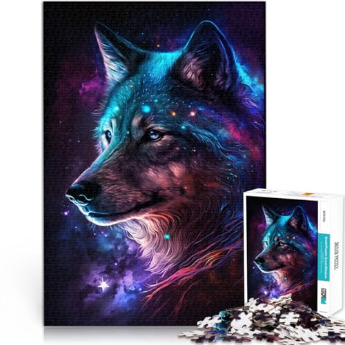1000-teiliges Puzzle für Erwachsene Farbgalaxie-Wolf anspruchsvolles Spiel 26 x 38 cm anspruchsvolles Spiel und Familienspiel für Teenager ab 14 Jahren von DLBHSG