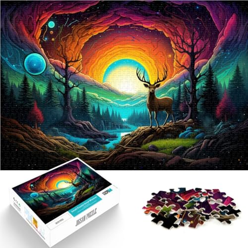 1000-teiliges Puzzle für Erwachsene Farbiger Hirsch anspruchsvolles Spiel Geschenke 50 x 75 cm geeignet als Schreibtischdekoration für 14-Jährige von DLBHSG