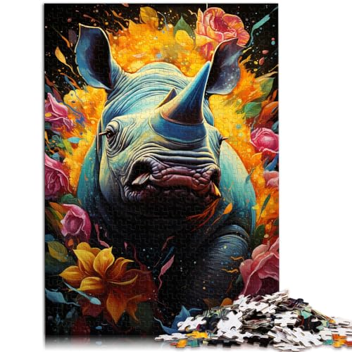 1000-teiliges Puzzle für Erwachsene Farbmalerei Nashorn lustige Spiele 50 x 75 cm anspruchsvolles Spiel und Familienspiel für Teenager ab 14 Jahren 1000-teiliges Puzzle für Erwachsene Farbmalerei Nashorn lustige Spiele 50 x 75 cm anspruchsvolles Spiel und Familienspiel für Teenager ab 14 Jahren von DLBHSG