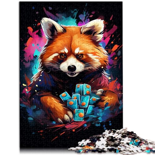 1000-teiliges Puzzle für Erwachsene Farbmalerei Roter Panda anspruchsvolles Spiel Geschenke 26 x 38 cm anspruchsvolles Spiel und Familienspiel von DLBHSG