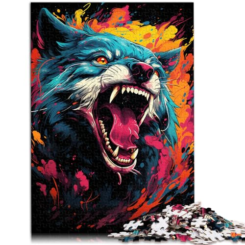 1000-teiliges Puzzle für Erwachsene Farbmalerei Wilder Wolf Spielzeug Denkspiel 26 x 38 cm anspruchsvolles Spiel und Familienspiel für Kinder ab 14 Jahren 1000-teiliges Puzzle für Erwachsene Farbmalerei Wilder Wolf Spielzeug Denkspiel 26 x 38 cm anspruchsvolles Spiel und Familienspiel für Kinder ab 14 Jahren von DLBHSG