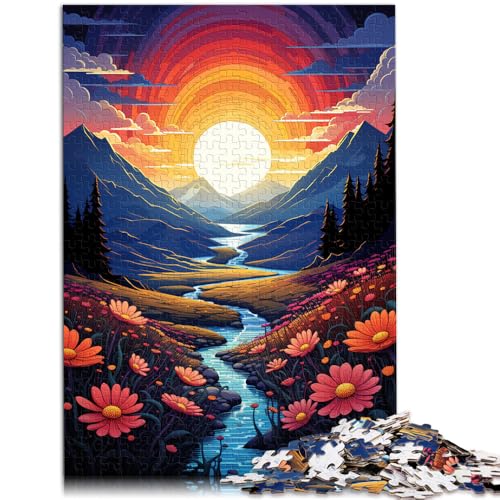 1000-teiliges Puzzle für Erwachsene Feld Sonnenuntergang Berge Lernspiele Heimdekoration Puzzle 50 x 75 cm Stressabbau Urlaub zu Hause Zeit totschlagen von DLBHSG