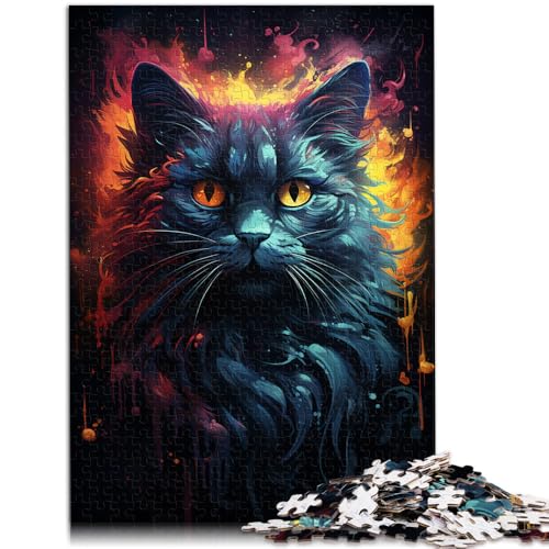 1000-teiliges Puzzle für Erwachsene Feuerkatze pädagogisches Spielzeug zum Stressabbau 26 x 38 cm Lernspiel für Geburtstag Weihnachten von DLBHSG