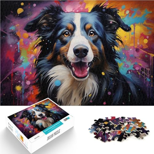 1000-teiliges Puzzle für Erwachsene Gemälde eines Collie-Hundes Lernspielzeug 50 x 75 cm zum Stressabbau schwierige Herausforderung von DLBHSG