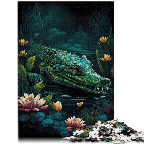 1000-teiliges Puzzle für Erwachsene Krokodil-Puzzle zur Heimdekoration 50 x 75 cm mit passendem Poster und Quizblatt für Teenager ab 14 Jahren von DLBHSG