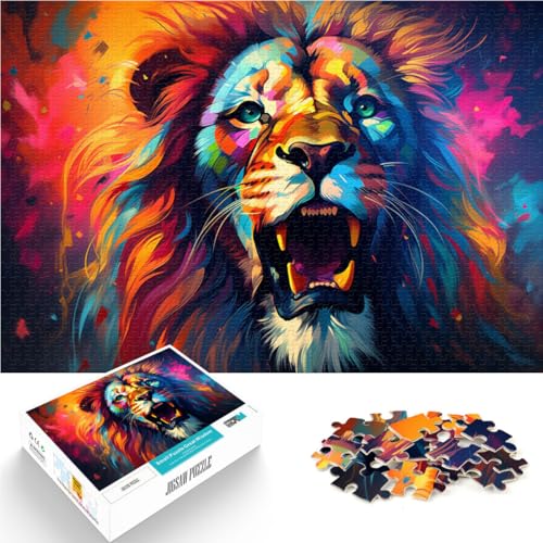 1000-teiliges Puzzle für Erwachsene Löwengemälde Familienunterhaltungsspielzeug 26 x 38 cm Geschenke für Freunde und Familie für 14-Jährige von DLBHSG