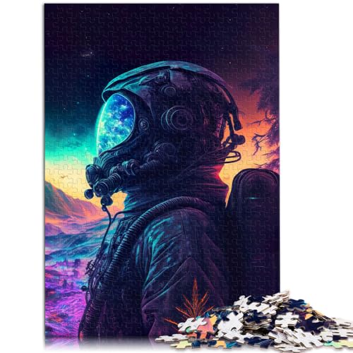 1000-teiliges Puzzle für Erwachsene Neonlandschaft Astronaut Lernpuzzle 50 x 75 cm ganze Familie von DLBHSG