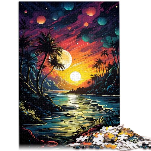 1000-teiliges Puzzle für Erwachsene Neonstrand Lernspielzeug 50 x 75 cm geeignet als Schreibtischdekoration für Teenager ab 14 Jahren von DLBHSG
