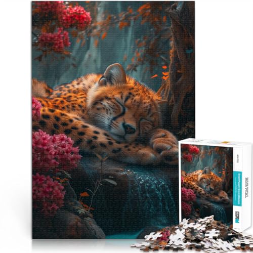 1000-teiliges Puzzle für Erwachsene Puzzle „Schlafender Leopard“ Quizspiel 50 x 75 cm ganze Familie für Teenager ab 14 Jahren von DLBHSG