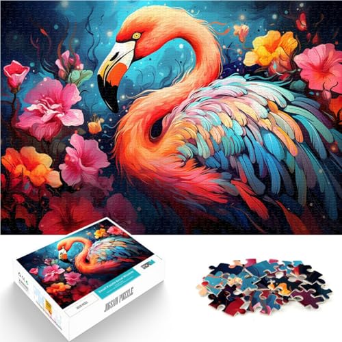 1000-teiliges Puzzle für Erwachsene Puzzle-Kunst Blumen-Flamingo-Puzzle Wanddekoration 26 x 38 cm einzigartige Geburtstags- und Geschenkideen von DLBHSG
