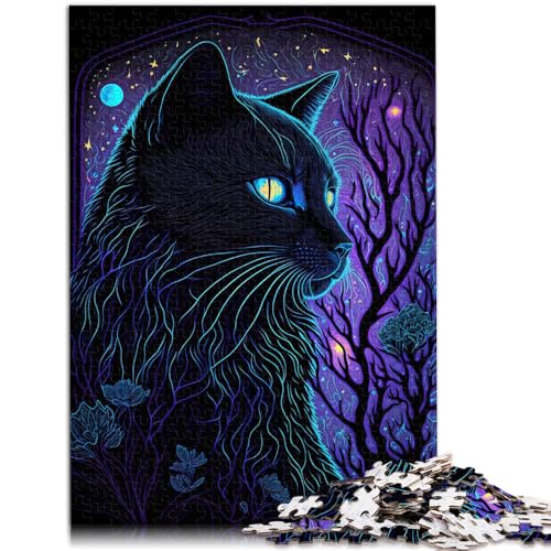 1000-teiliges Puzzle für Erwachsene Schwarzlicht-Katzen-Puzzle – anspruchsvolles Spiel 26 x 38 cm Lernspiel für Geburtstag Weihnachten von DLBHSG