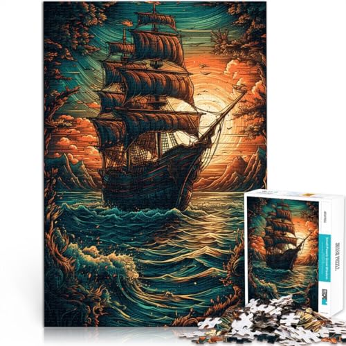 1000-teiliges Puzzle für Erwachsene Segelschiff Lernspiele Heimdekoration Puzzle 26 x 38 cm anspruchsvolles Spiel und Familienspiel von DLBHSG