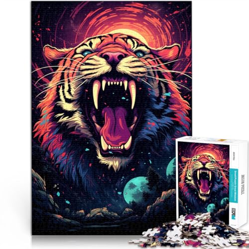1000-teiliges Puzzle für Erwachsene Wütender Tiger Mitmach-Spiel 26 x 38 cm Herausforderndes Spiel und Familienspiel für Kinder ab 14 Jahren von DLBHSG