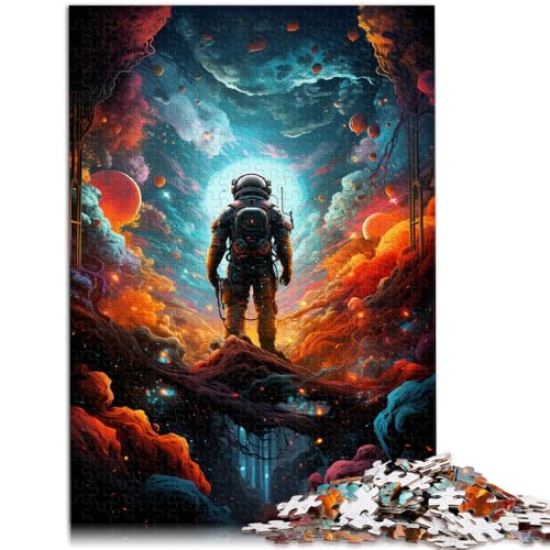 1000-teiliges Puzzle für Erwachsene bizarres farbenfrohes Astronauten-Puzzle für Lernspiele Herausforderungsspielzeug 50 x 75 cm Eltern-Kind-Interaktion von DLBHSG