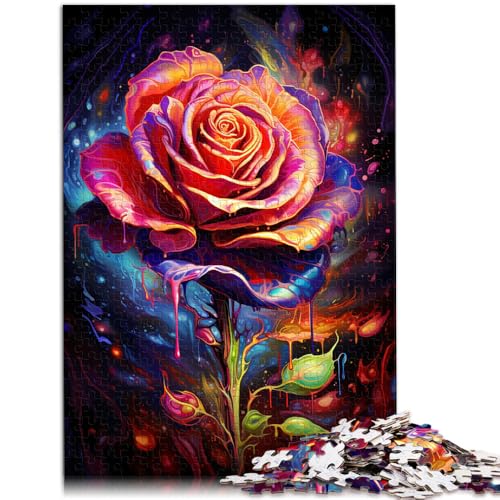 1000-teiliges Puzzle für Erwachsene blutige Rosenmalerei Quizspiel 50 x 75 cm mit passendem Poster und Quizblatt für Teenager ab 14 Jahren von DLBHSG