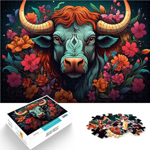 1000-teiliges Puzzle für Erwachsene bunter Stier Lernspiele für Zuhause DIY-Spielzeug 50 x 75 cm Lernspiel für Geburtstag Weihnachten von DLBHSG