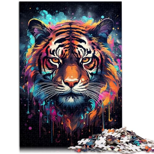 1000-teiliges Puzzle für Erwachsene bunter Tiger anspruchsvolles Spiel Geschenke 26 x 38 cm anspruchsvolles Spiel und Familienspiel für Kinder ab 14 Jahren von DLBHSG