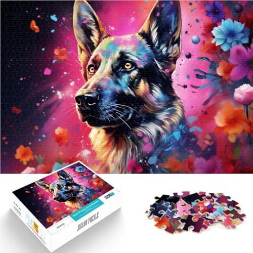 1000-teiliges Puzzle für Erwachsene buntes Denkspiel mit deutschem Schäferhund 50 x 75 cm ganze Familie für 14-Jährige von DLBHSG
