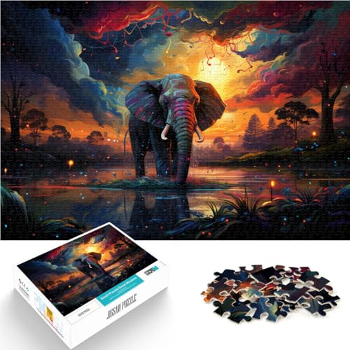 1000-teiliges Puzzle für Erwachsene farbenfrohes Elefantentier anspruchsvolles Spiel 26 x 38 cm Lernspiel für Geburtstag Weihnachten von DLBHSG