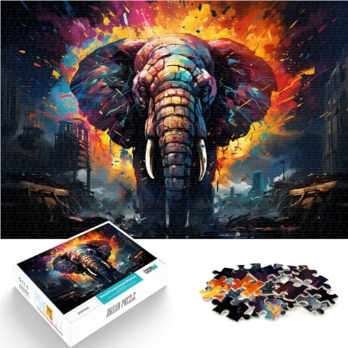 1000-teiliges Puzzle für Erwachsene farbenfrohes Kunst-Elefanten-Tier-Quizspiel 26 x 38 cm anspruchsvolles Spiel und Familienspiel für Teenager ab 14 Jahren 1000-teiliges Puzzle für Erwachsene farbenfrohes Kunst-Elefanten-Tier-Quizspiel 26 x 38 cm anspruchsvolles Spiel und Familienspiel für Teenager ab 14 Jahren von DLBHSG