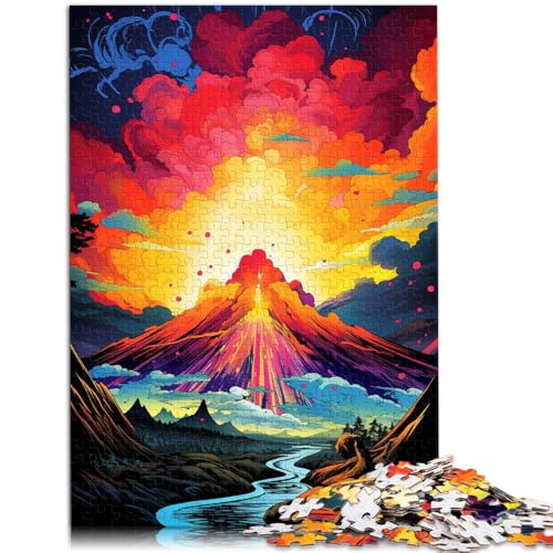 1000-teiliges Puzzle für Erwachsene farbenfrohes Vulkanausbruch-Lernspielzeug 26 x 38 cm anspruchsvolles Spiel und Familienspiel von DLBHSG