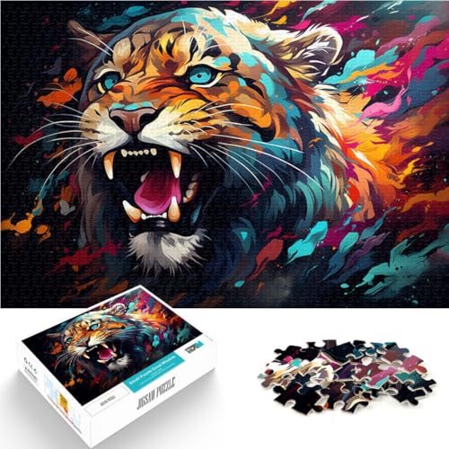 1000-teiliges Puzzle für Erwachsene farbenfrohes böses Tiger-Lernpuzzle 26 x 38 cm zum Stressabbau schwierige Herausforderung 1000-teiliges Puzzle für Erwachsene farbenfrohes böses Tiger-Lernpuzzle 26 x 38 cm zum Stressabbau schwierige Herausforderung von DLBHSG