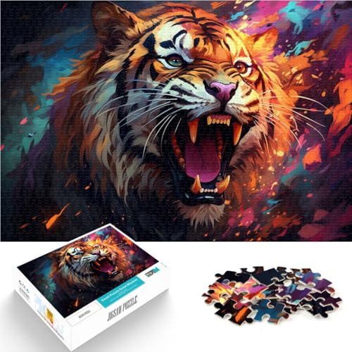 1000-teiliges Puzzle für Erwachsene farbenfrohes wildes Tiger-Spiel Spielzeug für die Familie Geschenk 50 x 75 cm Stressabbau Urlaub zu Hause Zeit totschlagen von DLBHSG