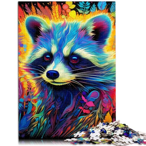 1000-teiliges Puzzle für Erwachsene mit Tier-Waschbär Lernspiele für Zuhause DIY-Spielzeug 50 x 75 cm ganze Familie von DLBHSG