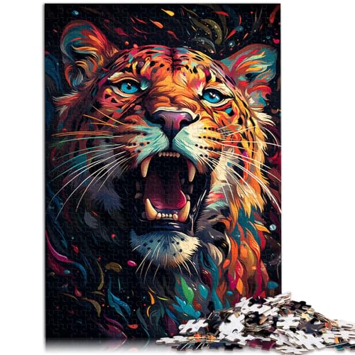1000-teiliges Puzzle für Erwachsene mit farbigem Gepardenmuster 26 x 38 cm ganze Familie ab 14 Jahren von DLBHSG