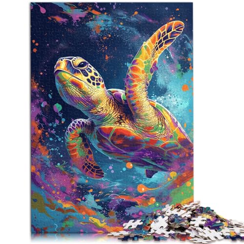 1000-teiliges Puzzle für Erwachsene psychedelische Schildkröte anspruchsvolles Spiel 26 x 38 cm geeignet als Schreibtischdekoration von DLBHSG