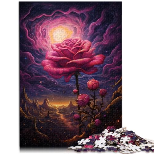 1000-teiliges Puzzle für Erwachsene rosa Blumen unter dem Mond Lernpuzzle 50 x 75 cm Wichtelgeschenke von DLBHSG