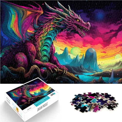1000-teiliges Puzzle für Erwachsene sitzender Drache auf Planet Lernspiel Herausforderungsspielzeug 50 x 75 cm einzigartige Heimdekoration und Geschenke für 14-Jährige von DLBHSG