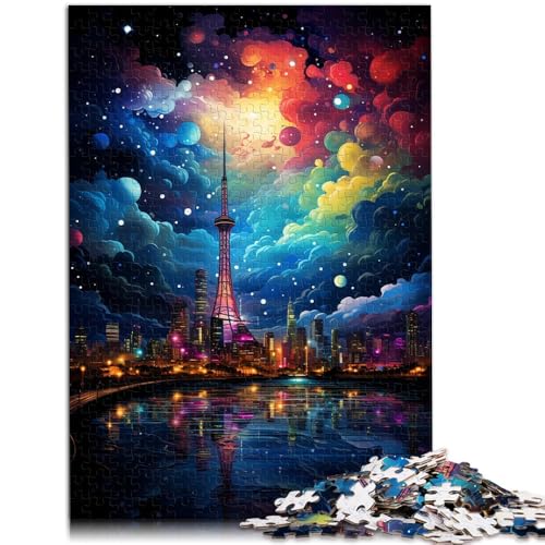1000-teiliges Puzzle für Erwachsene wunderschöne Nachtstadt Heimdekorationspuzzle 26 x 38 cm geeignet als Schreibtischdekoration für Teenager ab 14 Jahren von DLBHSG