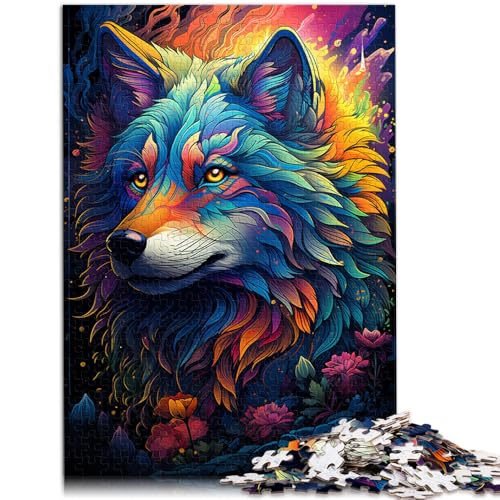 1000-teiliges Puzzle für Erwachsene. Bizarres buntes Wolf-Puzzle als Geschenk 50 x 75 cm Geburtstagsgeschenk Geschenke Wandkunst für 14-Jährige von DLBHSG