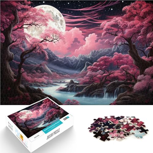 1000-teiliges Puzzle für Erwachsene. EIN wunderschönes rosa Waldgemälde. Familienunterhaltungsspielzeug. 50 x 75 cm. Stressabbau. Urlaub zu Hause. Zeit totschlagen. von DLBHSG