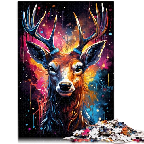 Puzzle 1000 Teile Erwachsene niedliches leuchtendes REH lustige Spiele 50 x 75 cm anspruchsvolles Spiel und Familienspiel geeignet Kinder und Jugendliche ab 14 Jahren von DLBHSG
