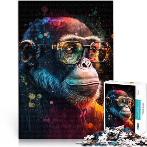 Puzzle 1000 Teile für Erwachsene AFFE mit Brille Lernspiel Herausforderungsspielzeug 26x38cm Geburtstagsgeschenk Geschenke Wandkunst von DLBHSG