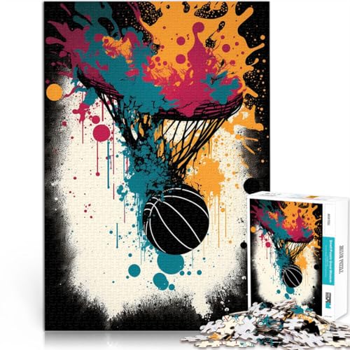Puzzle 1000 Teile für Erwachsene Basketball-Sportpuzzle praktisches Spiel 26 x 38 cm ganze Familie von DLBHSG