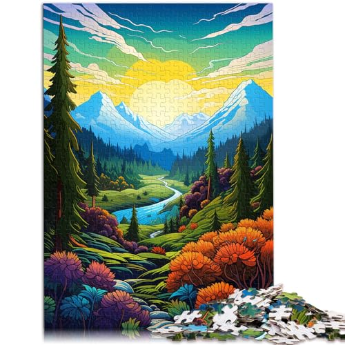 Puzzle 1000 Teile für Erwachsene Berge Wildblumen bei Sonnenuntergang Dekomprimierendes intellektuelles Lernspielzeug 50 x 75 cm Wunschliste mit Weihnachtsmann von DLBHSG
