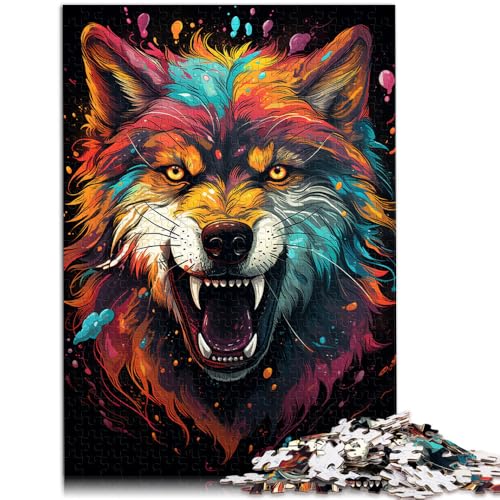 Puzzle 1000 Teile für Erwachsene Bunter Fantasy-Wolf Lernpuzzle Familienspiel 50 x 75 cm mit passendem Poster und Quizblatt von DLBHSG