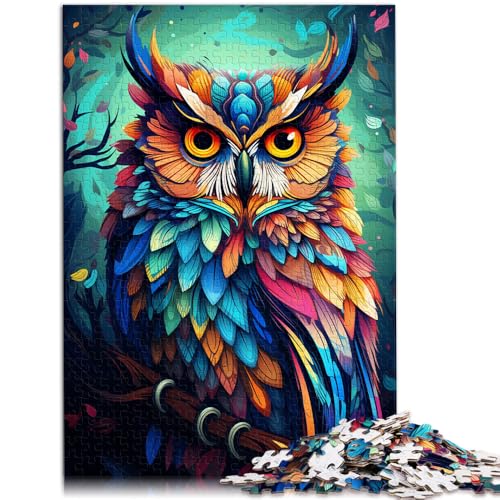 Puzzle 1000 Teile für Erwachsene Farbmalerei Eule lustige Spiele 26 x 38 cm anspruchsvolles Spiel und Familienspiel für Teenager ab 14 Jahren von DLBHSG