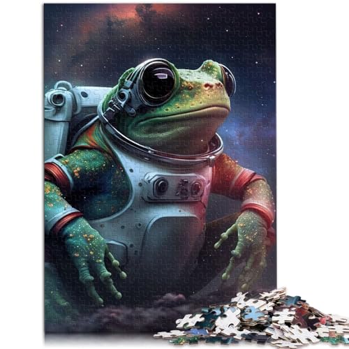 Puzzle 1000 Teile für Erwachsene Frosch Weltraum Astronaut Puzzle Lernspiele 26x38cm Stressabbau Schwierige Herausforderung von DLBHSG
