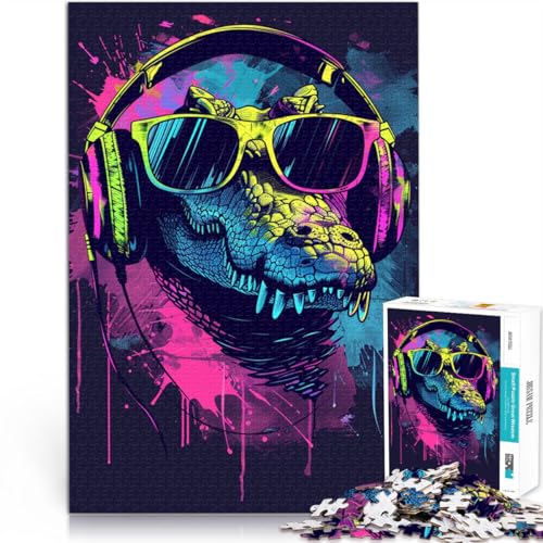 Puzzle 1000 Teile für Erwachsene Krokodil mit Sonnenbrille Spielspielzeug 50x75cm Geeignet als Schreibtischdekoration für Kinder ab 14 Jahren von DLBHSG