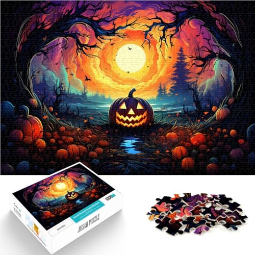 Puzzle 1000 Teile für Erwachsene Kürbis in der Halloween-Nacht Dekomprimierendes intellektuelles Lernspielzeug 50 x 75 cm einzigartiges Herausforderungsspiel von DLBHSG