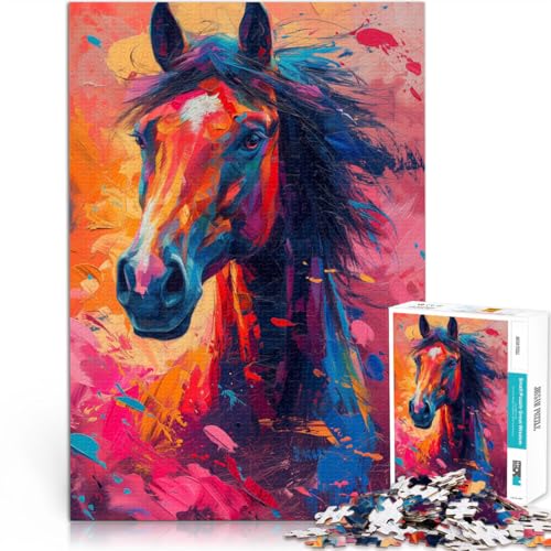 Puzzle 1000 Teile für Erwachsene Kunstpferd dekomprimierendes intellektuelles Lernspielzeug 50 x 75 cm anspruchsvolles Spiel und Familienspiel von DLBHSG