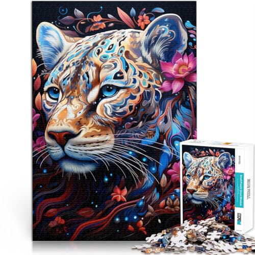 Puzzle 1000 Teile für Erwachsene Leoparden-Kunstspiel Spielzeug 26 x 38 cm ganze Familie ab 14 Jahren von DLBHSG