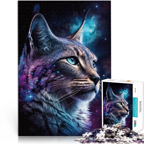Puzzle 1000 Teile für Erwachsene Luchs Tier Galaxie Lernspielzeug 50x75cm Geeignet als Schreibtischdekoration für Teenager ab 14 Jahren von DLBHSG