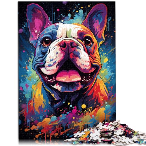 Puzzle 1000 Teile für Erwachsene Malen Einer Bulldogge Lernspiel Herausforderungsspielzeug 50 x 75 cm tolles Geschenk für die ganze Familie von DLBHSG