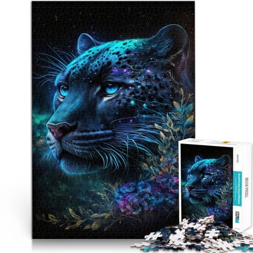 Puzzle 1000 Teile für Erwachsene Schwarzer Leopard und Blume Hands-on-Spiel 50 x 75 cm Fördert die Liebe zwischen Paaren für Teenager ab 14 Jahren von DLBHSG